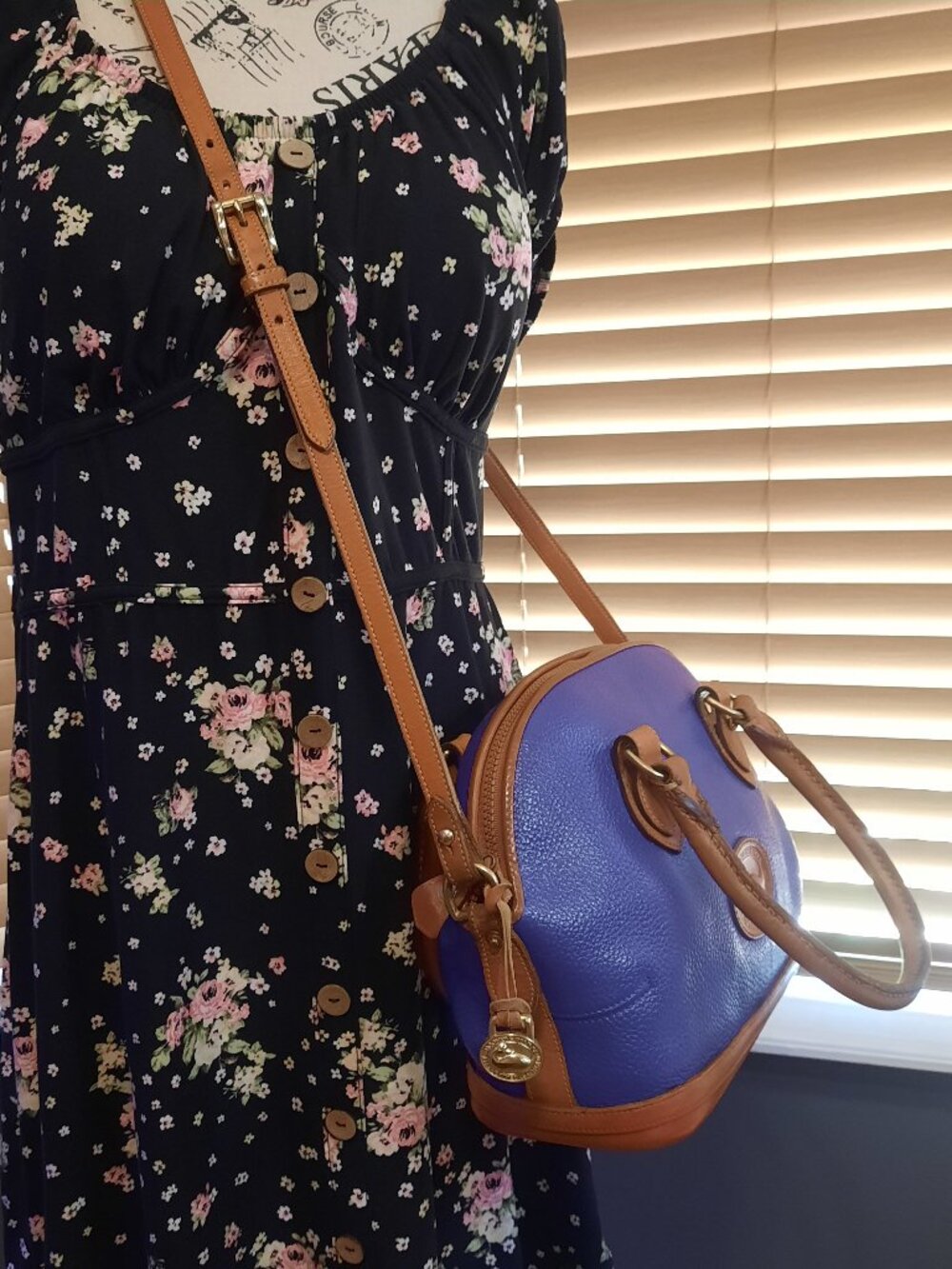 Vintage Dooney & Bourke Norfolk Hand Painted Violet Purple Satchel - Picture 3 of 15